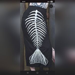 SOLD OUT NWOT Ghastly Siren 2XL Skeleton Mermaid Pencil Skirt GLOW IN THE DARK